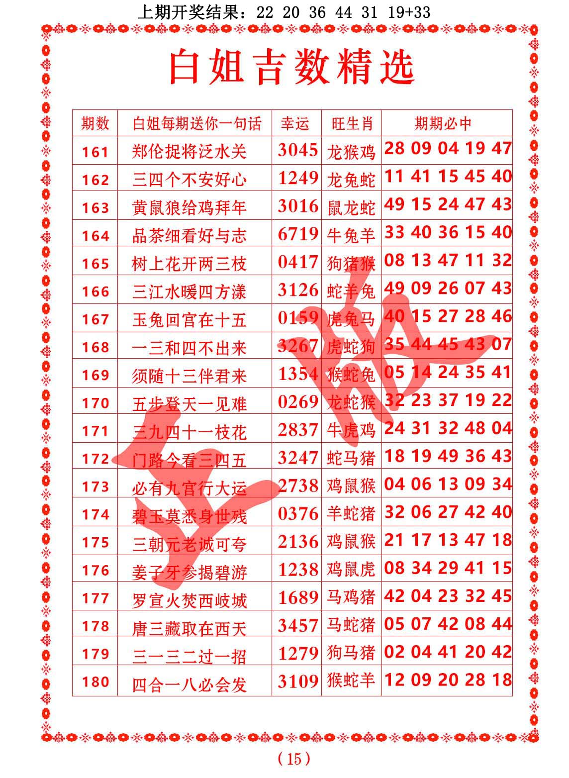 白姐吉数精选