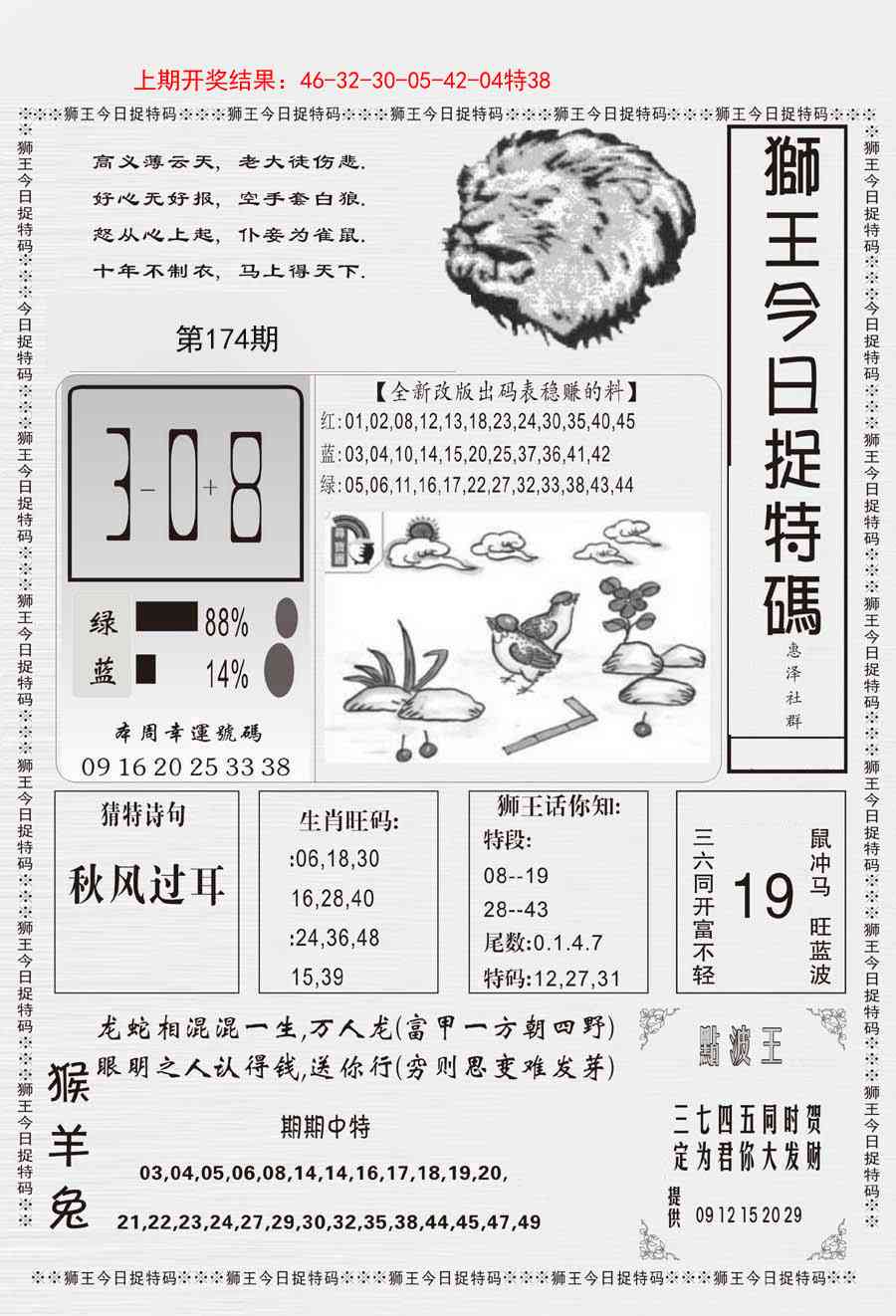 狮王今日抓特码