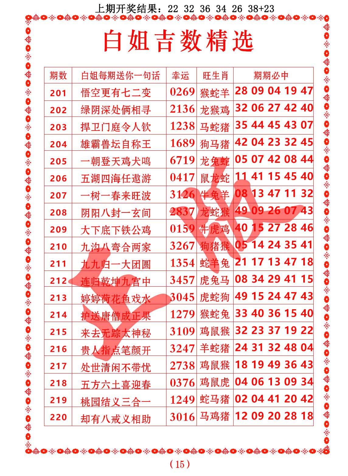 白姐吉数精选
