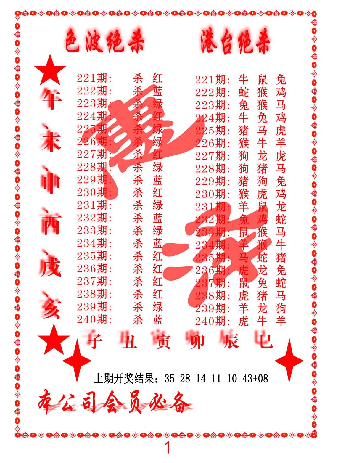 色波绝杀-港台绝杀